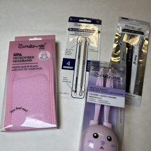 The Crème Shop Touch Up Razors Microfiber Headband Beauty Bundle New